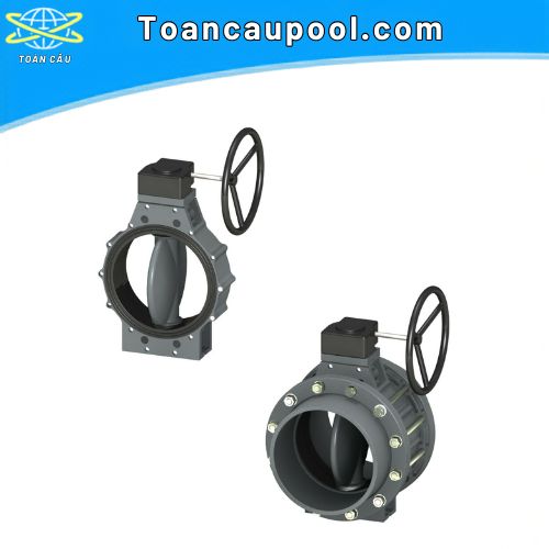 Van bướm UPVC hộp số Nozbart kết nối ren